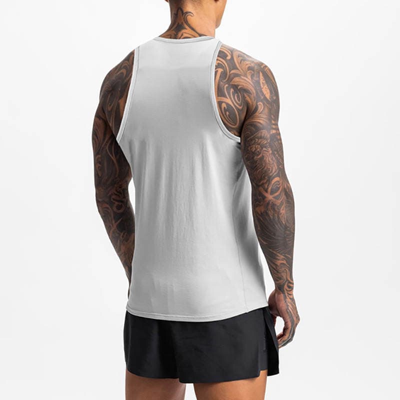 Kişilər üçün fitnes jileti, bərk rəngli, qolsuz, tez quruyan, nəfəs alan torlu, dar kəsim 2