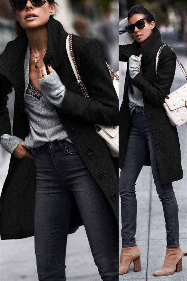 2023ebay AliExpress Amazon wish Hot Selling Autumn and Winter New Button Long Woolen Coat Coat 4
