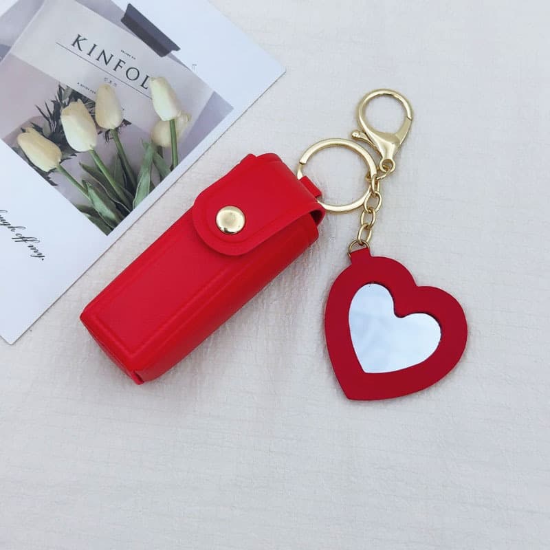 Love mirror style lipstick bag [red]