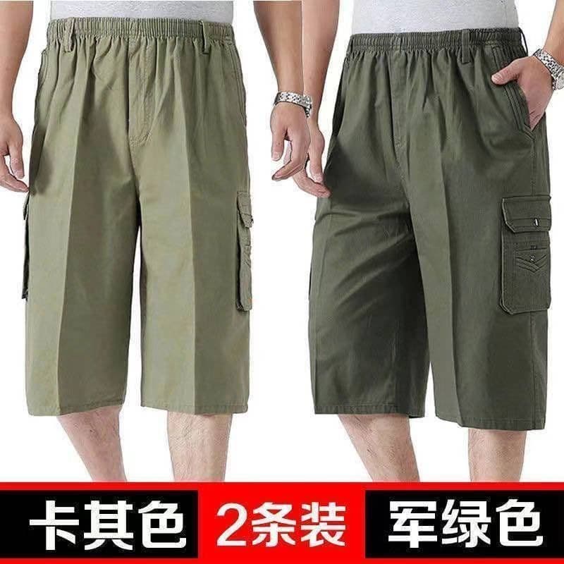 Cropped cotton trousers (khaki black two-piece)