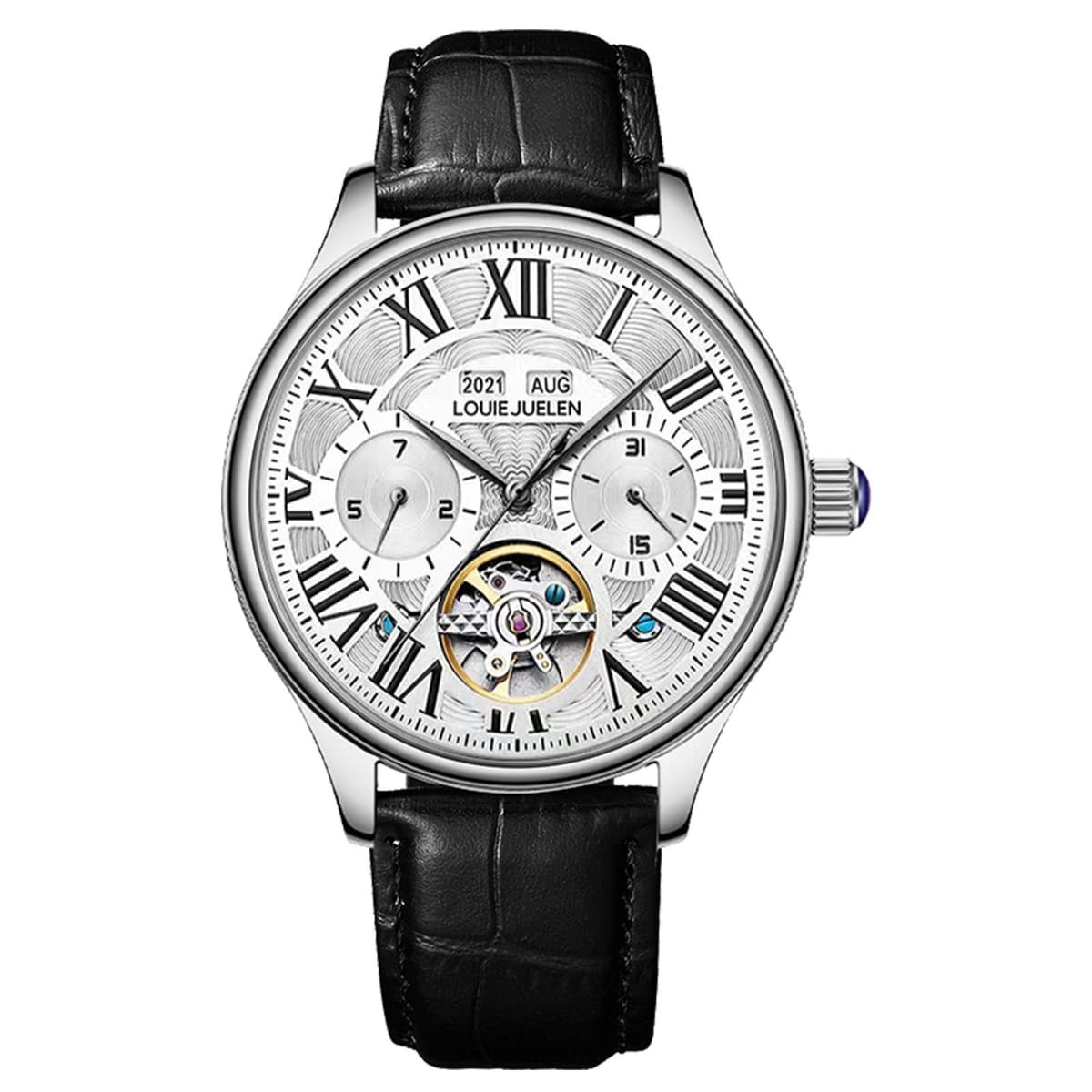 L-9162 silver shell white face black belt