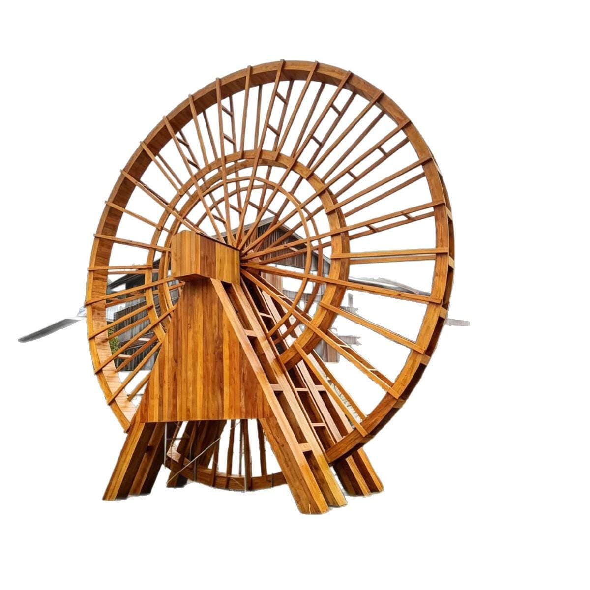 Solid wood waterwheel carbonized wood waterwheel electric waterwheel call him waterwheel with motor rotating solid wood landscape windmill waterwheel 5