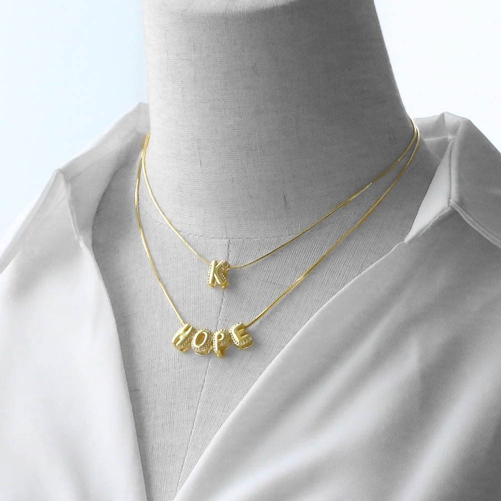 As Jewelry Mis Qaplama Həqiqi Qızıl 26 İngilis Hərfi DIY Kulon Boyunbağı Qadınlar üçün 4