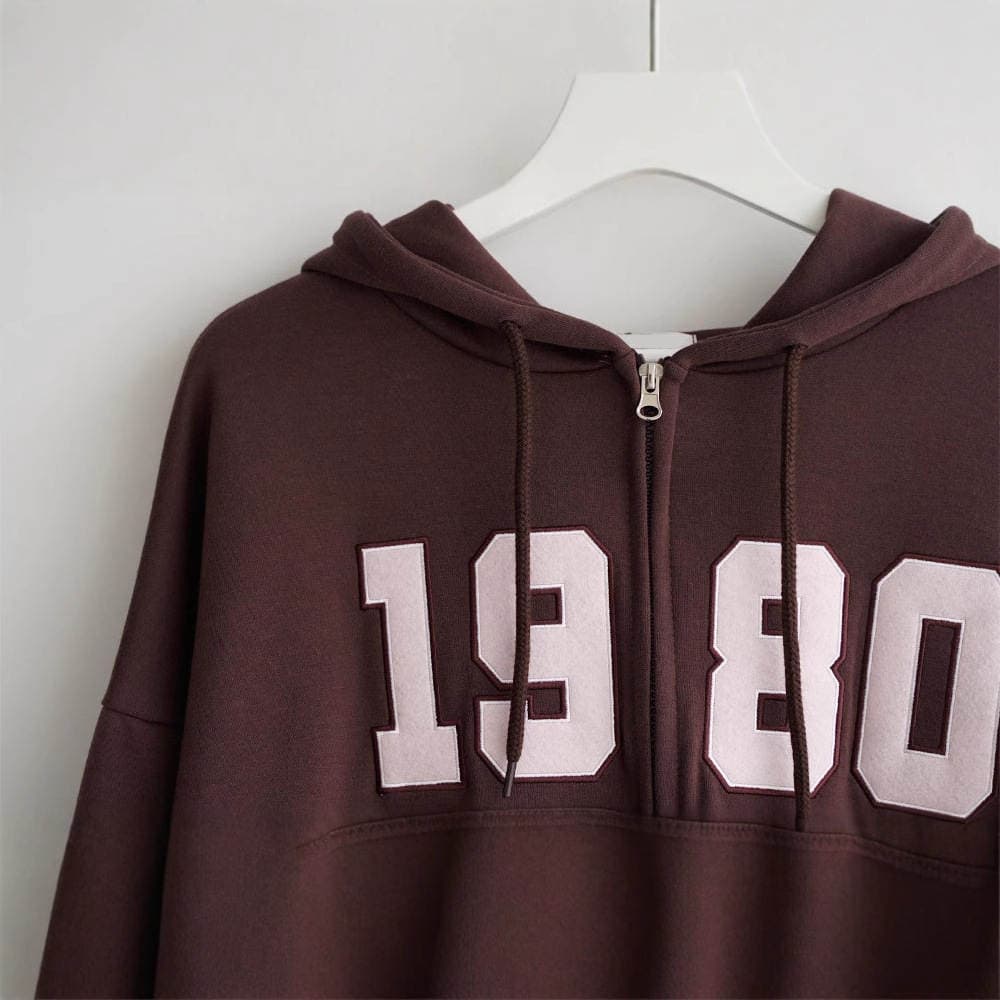 Customized European and American Thickeneded Loose Short Sweatshirt Jacket for Women Hooded Lazy Style Pure Cotton Embroidered Zipper Jacket for Women 4