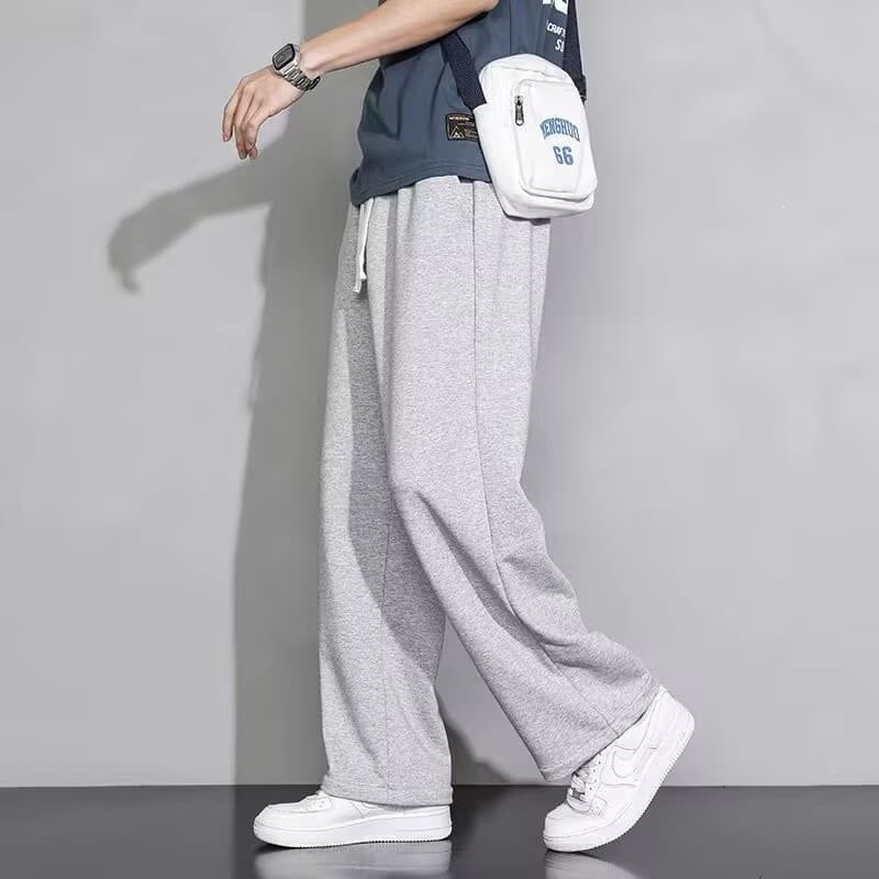 Hemp rope straight pants gray