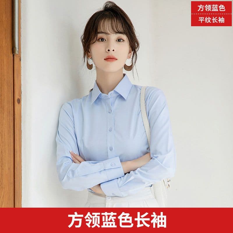 [square collar blue] long sleeves