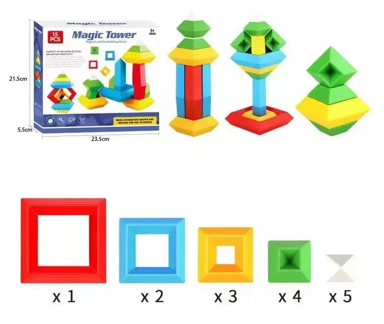 Large pyramid building blocks [15 pieces] - english color box