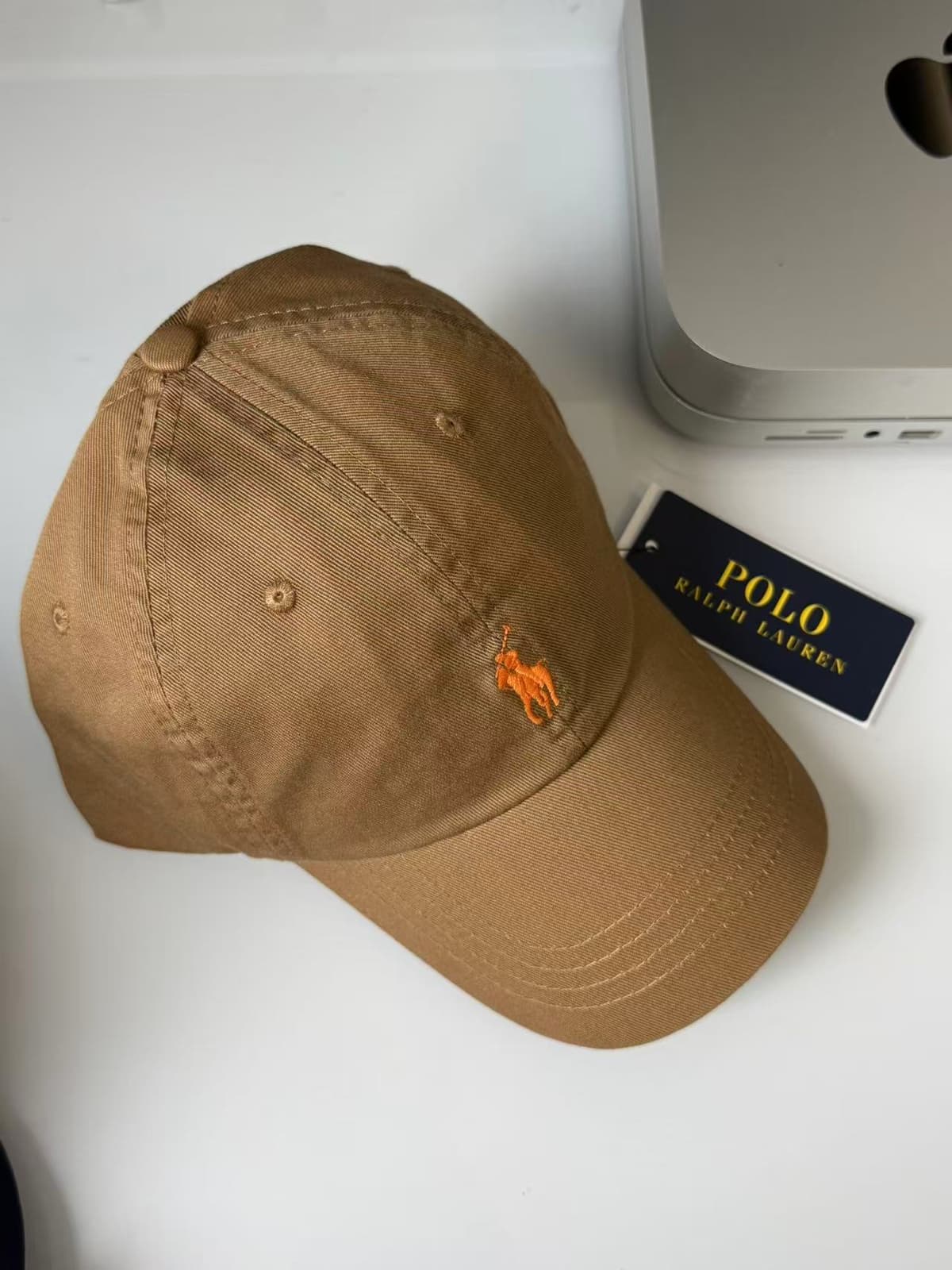 Dark khaki orange label