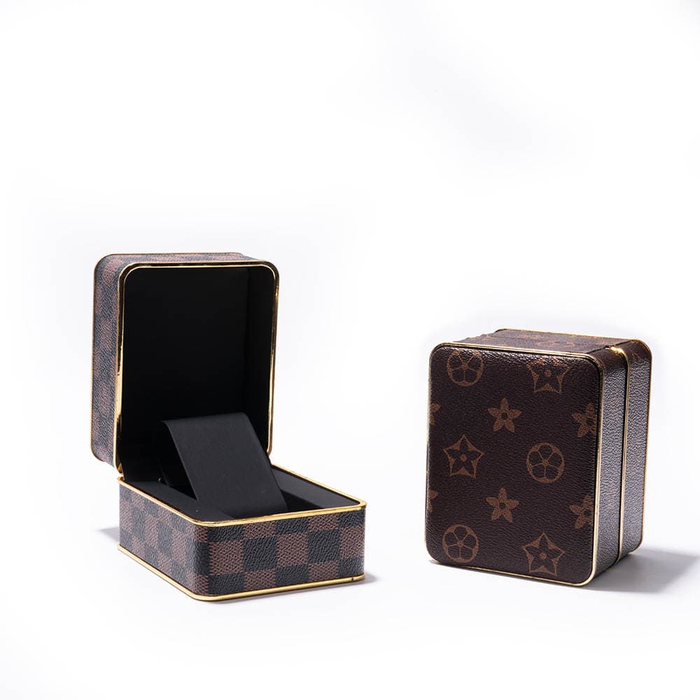 Cross-Border Pu Leather Watch Box, Business Pocket Watch and Wristwatch Universal Storage Box, Rounded Corner Gold-Edged Watch Packaging Box 4