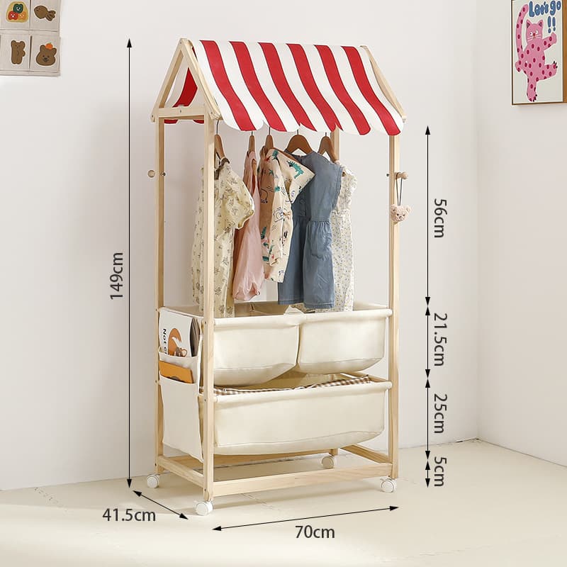 Small shop b style storage bag red-thick stripes