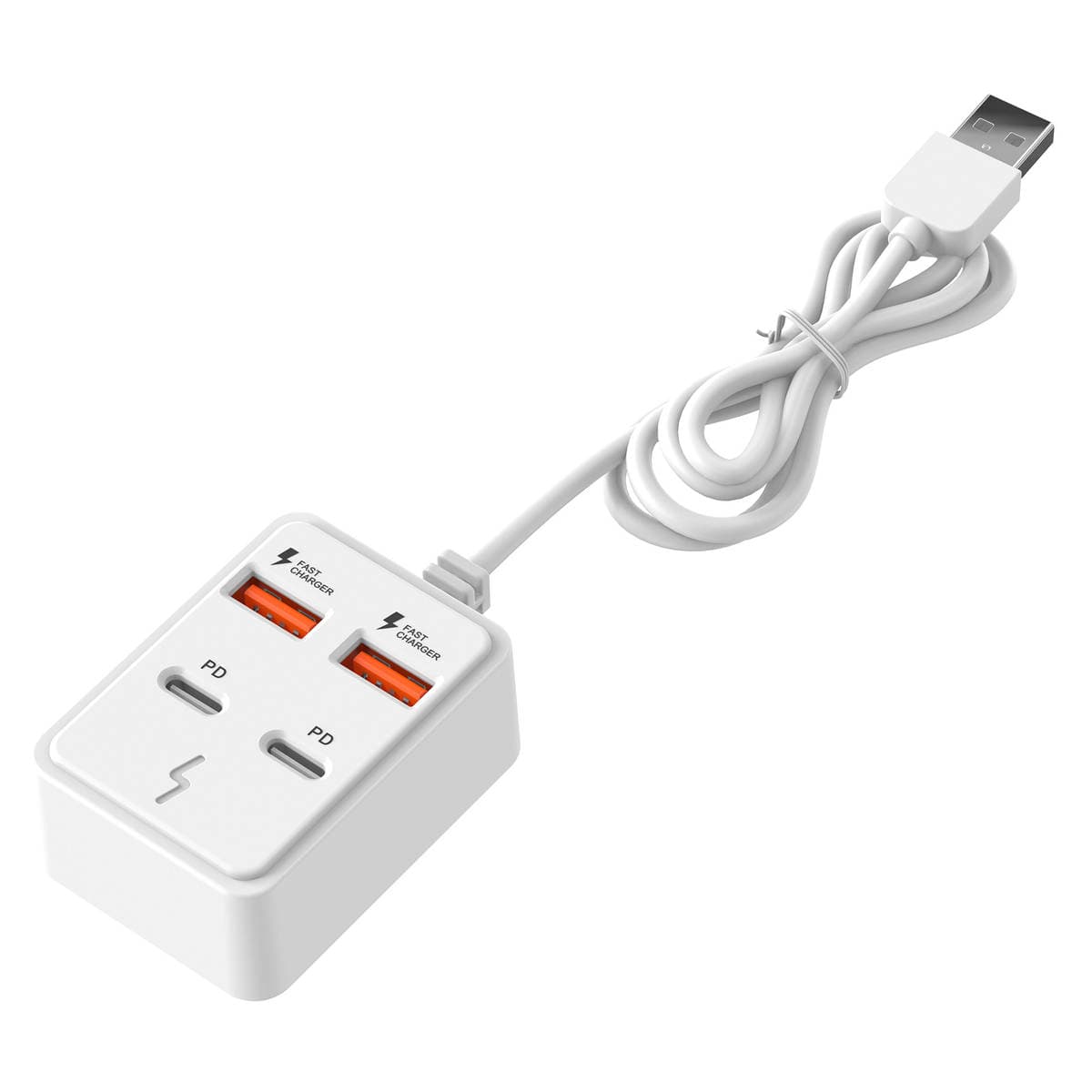Çoxfunksiyalı USB Rozetka, 2 USB + 2 Type-C Sürətli Şarj Portu 5