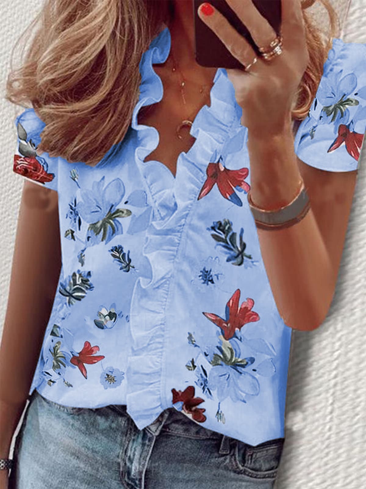 Short sleeve - floral blue