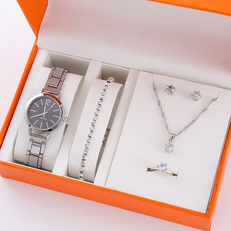 A14 silver black + silver single row zircon (without box)