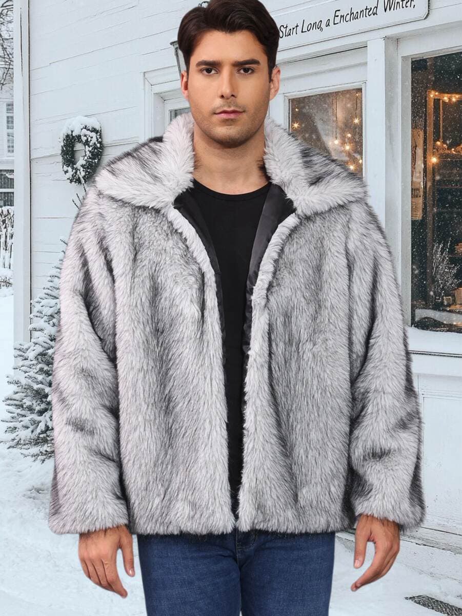 In-Stock European and American Cross-Border Trade New Winter Men's Lapel Fur Integrated Jacket Eco-Friendly Fur Coat 3