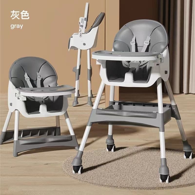 Double-layer dinner plate + storage frame + pu cushion - gray [height adjustable + one-click folding]