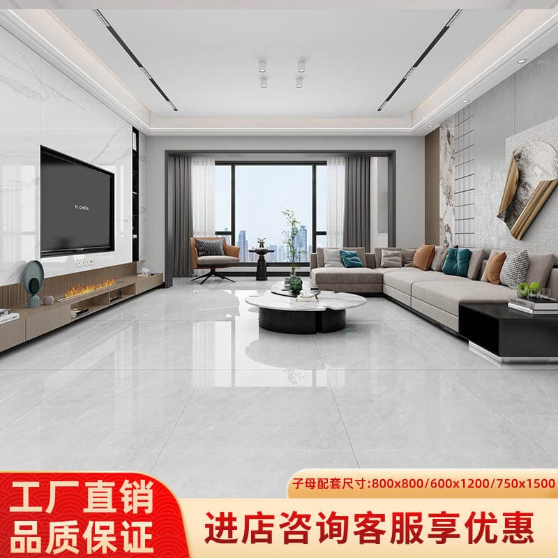 Foshan keramika plitələri 800x800 və 750x1500, tam bədən mərmər, ultra-ağ döşəmə plitələri 4