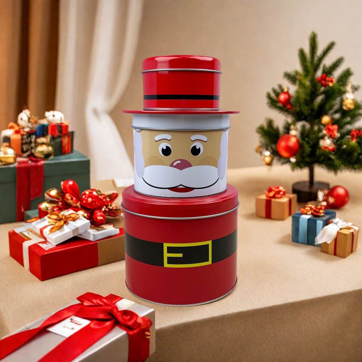 In-Stock Christmas Cookie Tin Box Packaging, Snowflake Crisp Empty Tin, Candy Box, Round Cartoon Gift Box 3