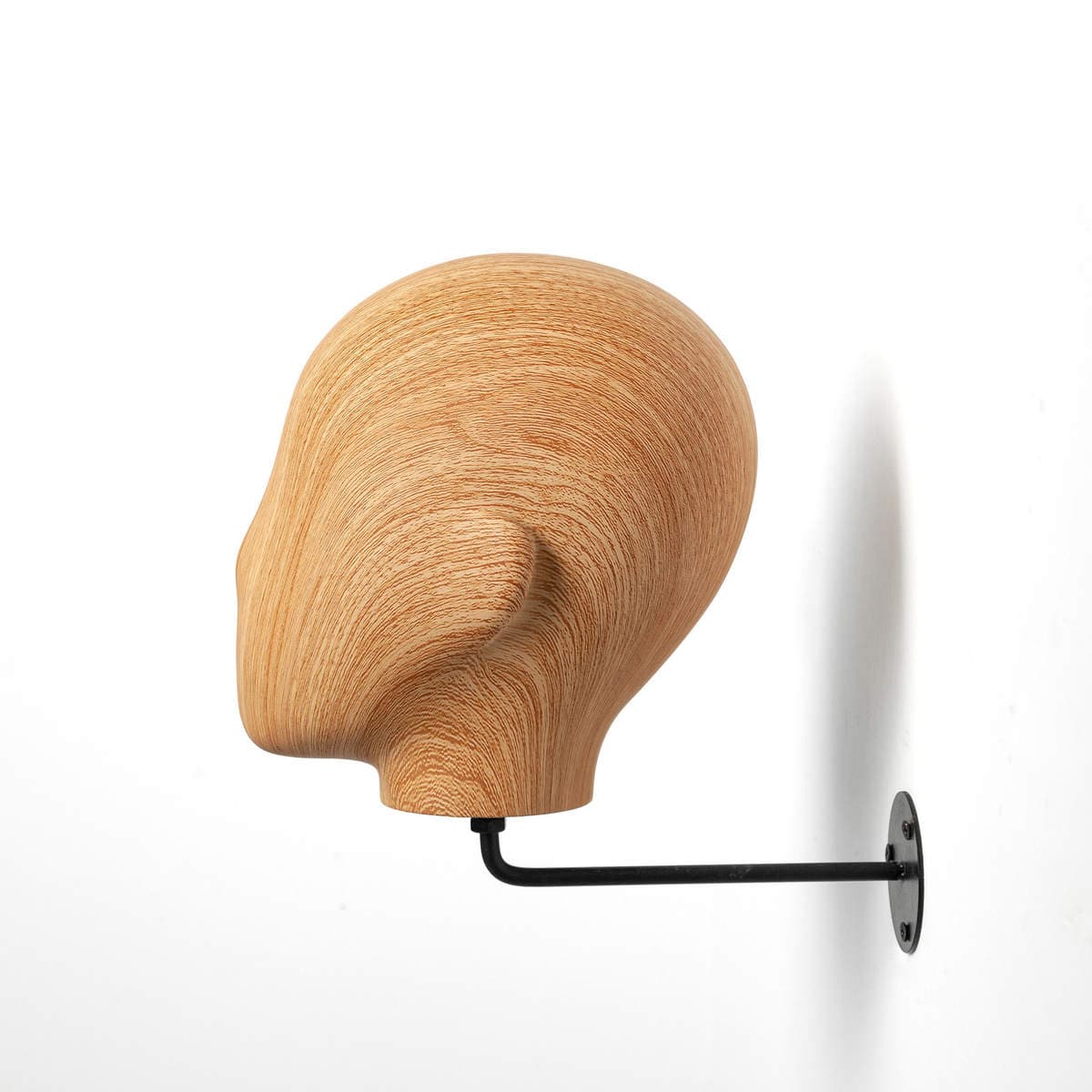 Wall-Mounted Wood Grain Hat Display Stand, Wig Display Rack, Hat Storage Rack with Black Base 3
