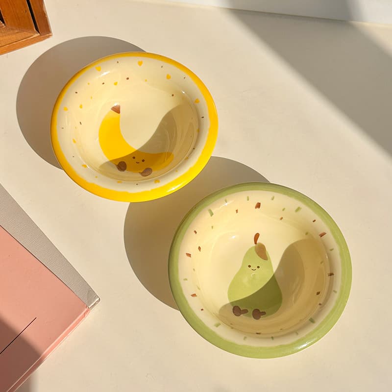Mini dish-green pear+yellow banana