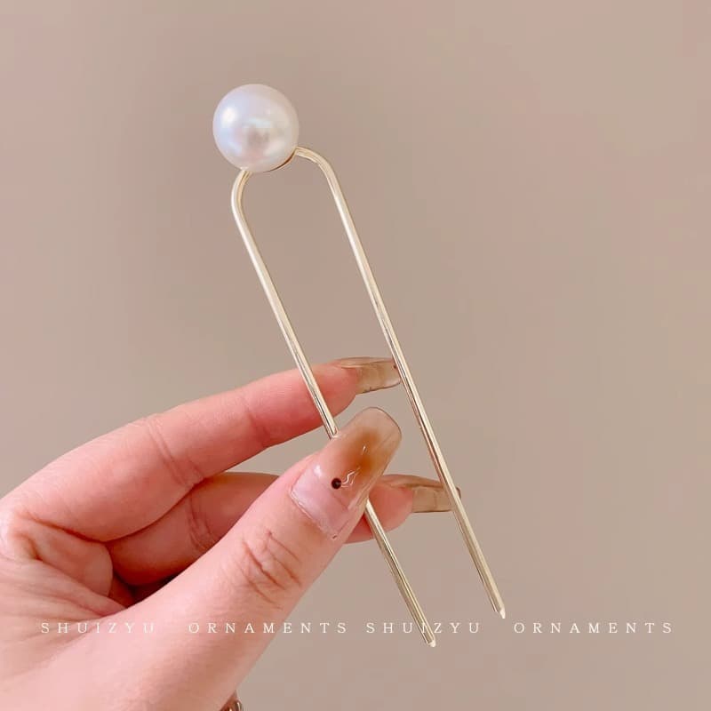 3#Golden pearl hairpin-12.2cm