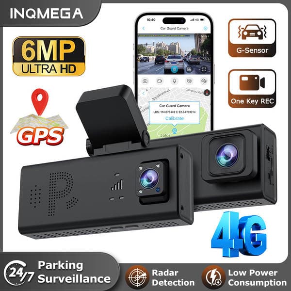 Cross-Border Exclusive Supply of 4g Parking Monitoring Cameras, 6Mp High-Definition Night Vision Driving Recorders, Gps Parking Monitoring