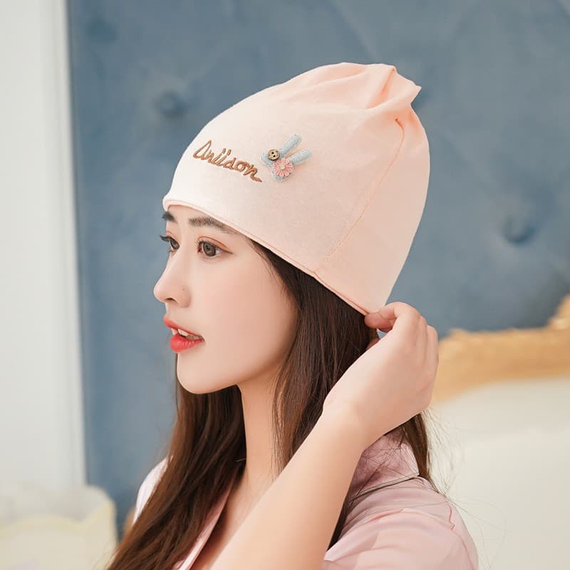 Powder embroidered rabbit hat