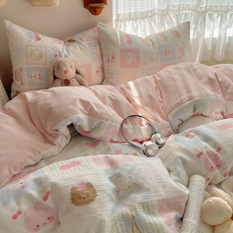 2026 New Model Cloud-Like Double-Layer Gauze Bedding Four-Piece Set, Bed Sheet and Duvet Cover, Student Dormitory Three-Piece Set for Summer 3