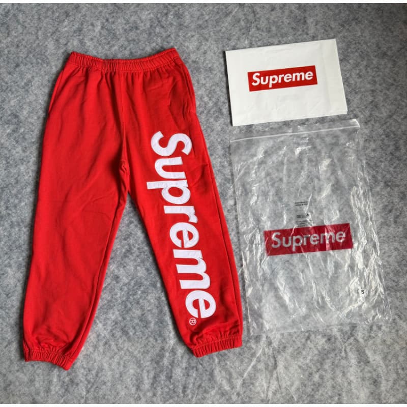 A309#classic big logo hooded sweatpants red