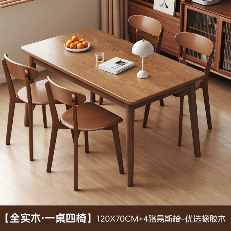 【solid walnut wood set】120*70 dining table + 4 chairs, louis style, no veneer