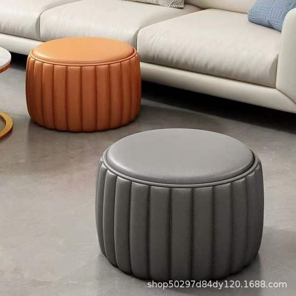 Small Stool for Home Use, Low Pumpkin Stool, Simple Small Bench for Living Room, Shoe-Changing Stool, Ottoman, Sofa Coffee Table Stool, Footstool