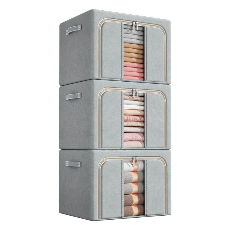 Solid Color Oxford Cloth Steel Frame Storage Box Clothing Foldableable Storage Box Moving Quilt Clothes Box Home 5
