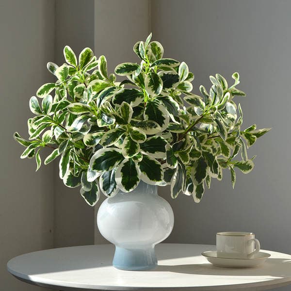 Simulation leaves 7 fork duck palm wood green plant landscape engineering decoration seven star leaves goose palm wood flower arrangement with plant wall