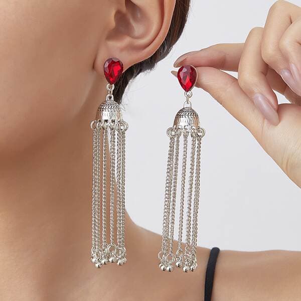 Cross-Border Hot Selling European and American Earrings Indian Ethnic Style Long Tassel Bell Bohemian Style Tassel Earrings