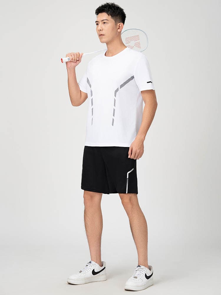 Kişilər üçün yaylıq, böyük ölçülü, buz ipək nazik qısaqol T-shirt və şort dəsti 1