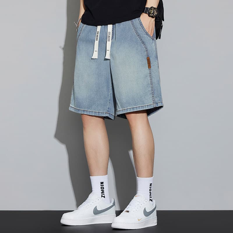 531 deep nostalgia tencel elastic waist drawstring—half length pants