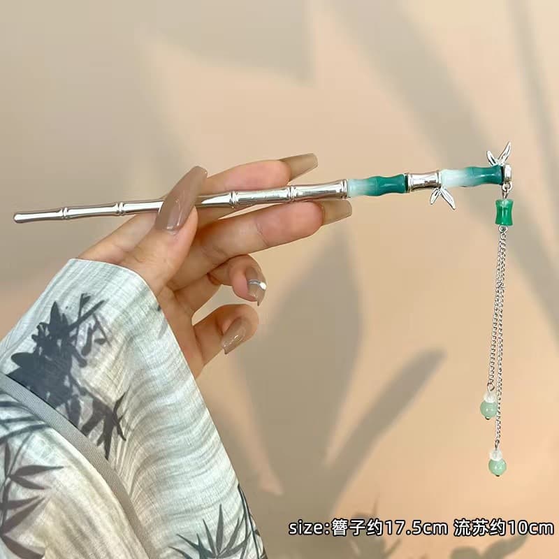 123# silver bamboo tassel hairpin