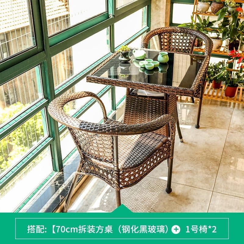 70 square table + 2 chairs (with cushions included)