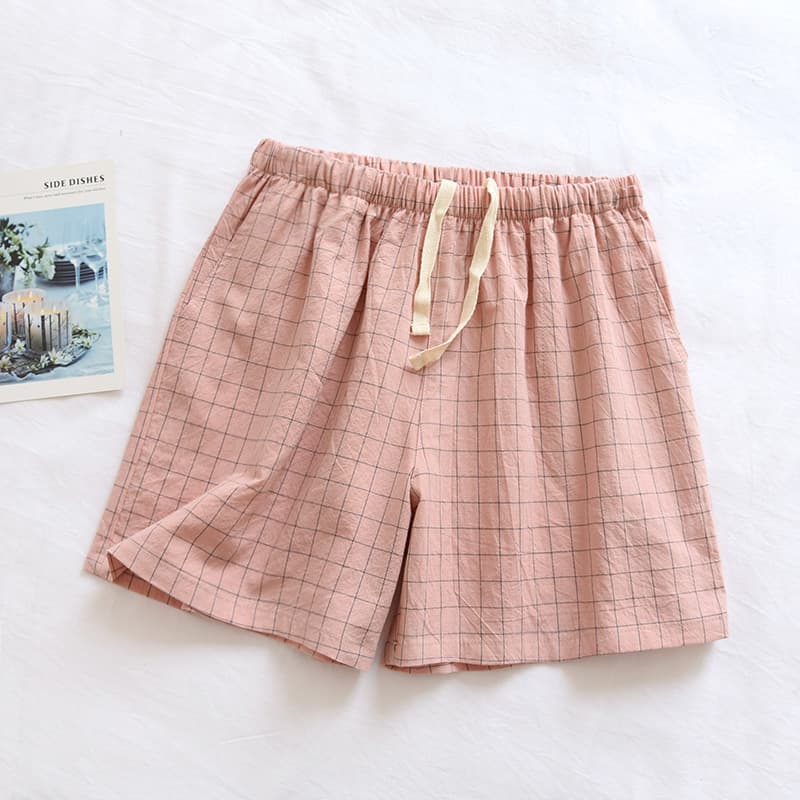 Women's single-line powder-washed cotton shorts