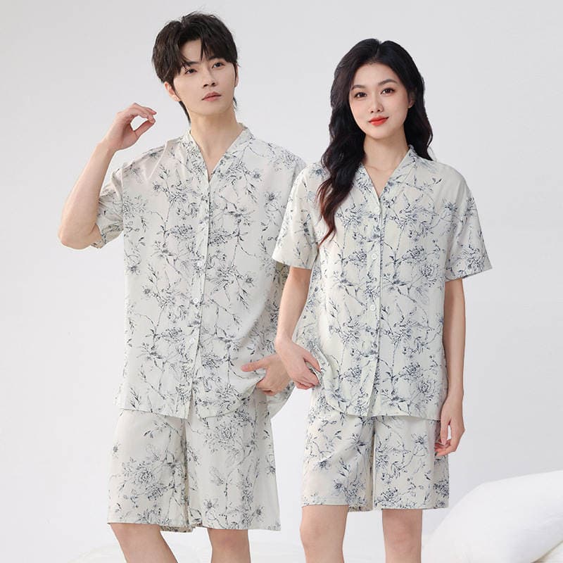 Cütlüklər üçün yaylıq pambıq pijama dəsti: qısaqol/şort və ya uzunqol/uzun şalvar, ev və ya açıq hava geyimi. 1