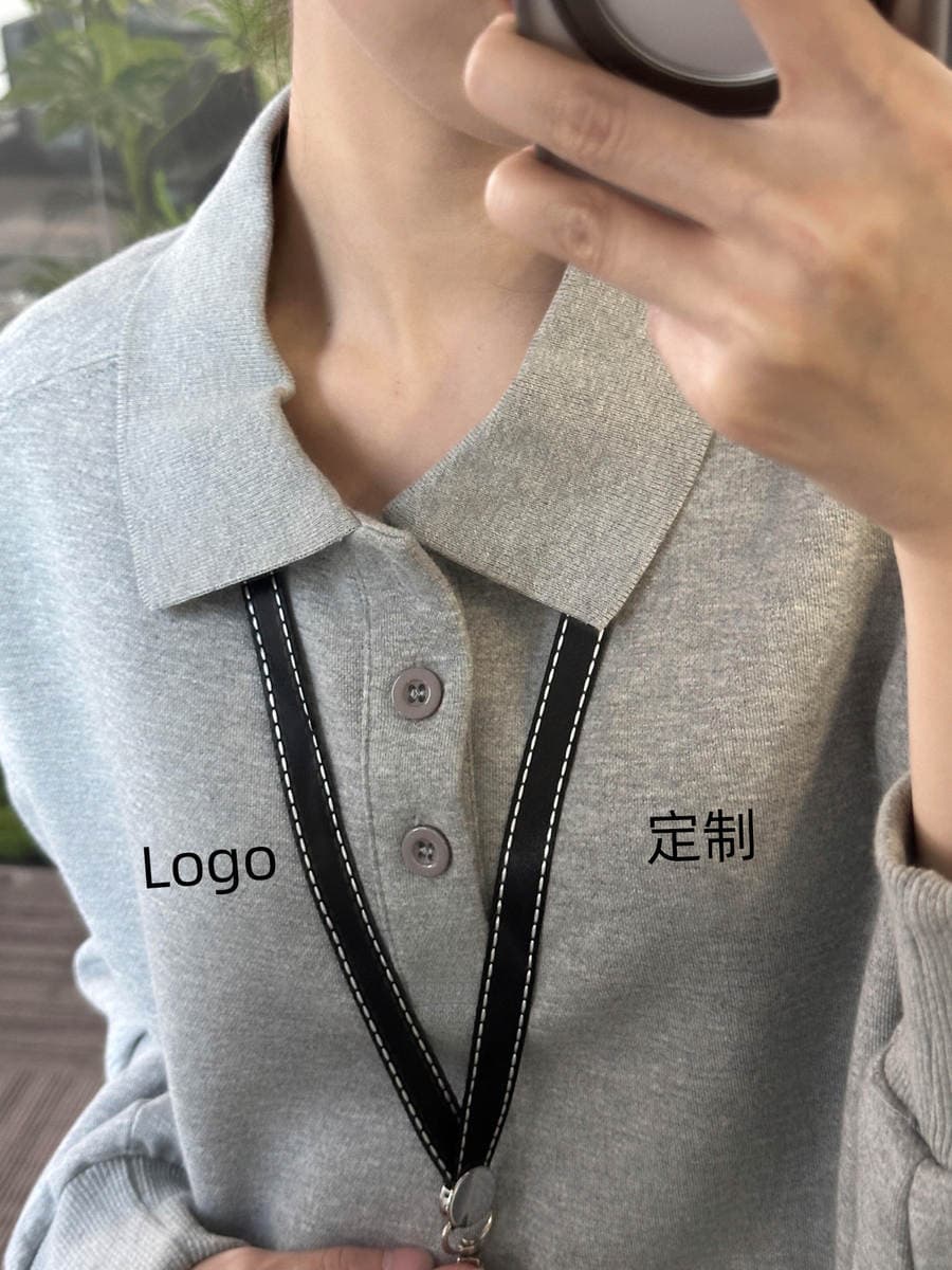 Gray Polo Shirt Custom-Made with Logo, Long-Sleeve Workwear, Corporate Team-Building Cultural Shirt, Custom Work Uniform for Men 1
