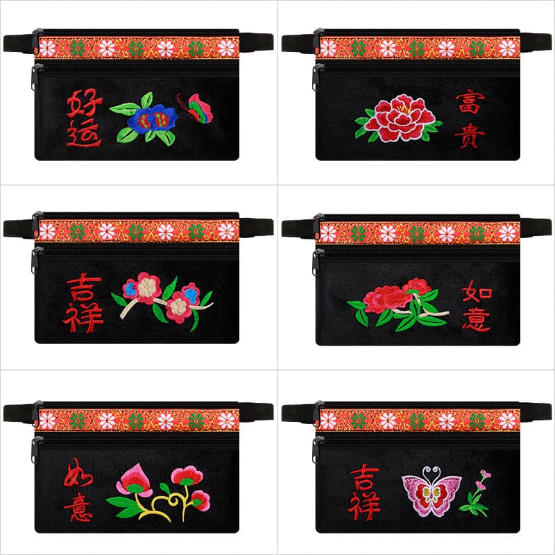 Orange edge gold velvet waist bag [random color]