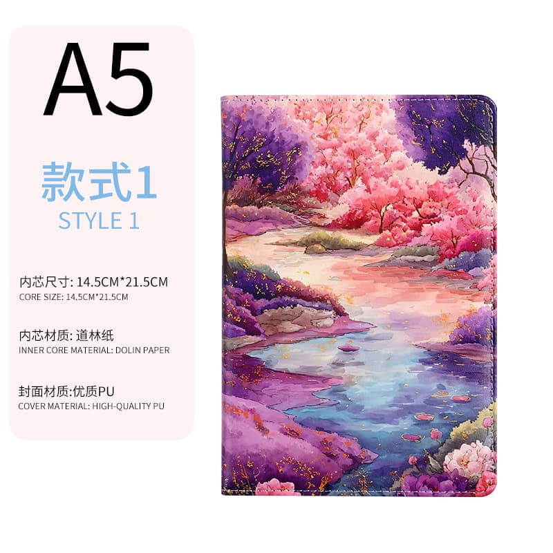Purple floral river color printed notebook