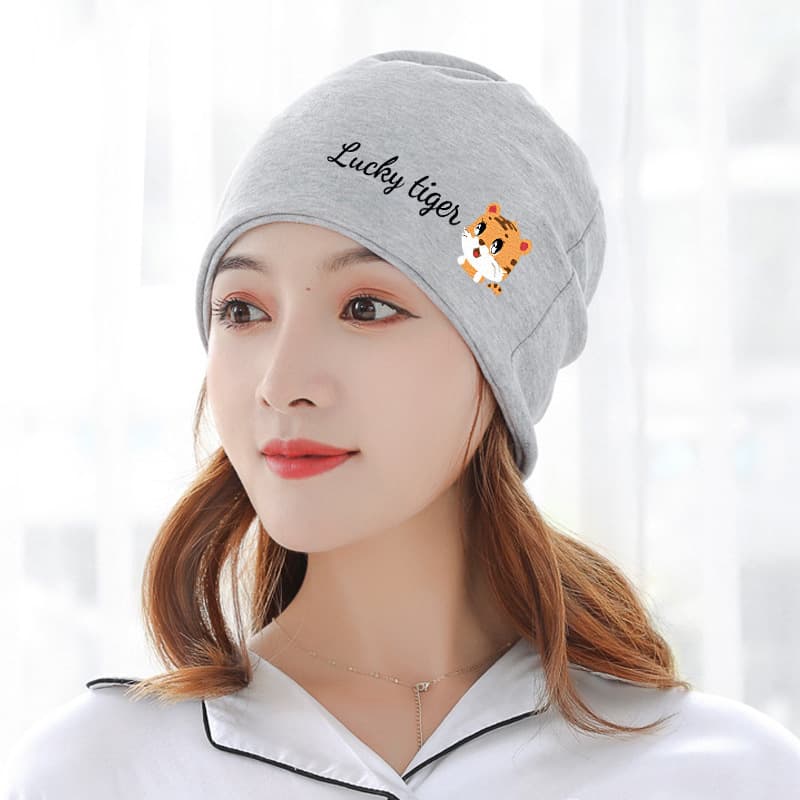 Grey Happy Tiger Heap Hat