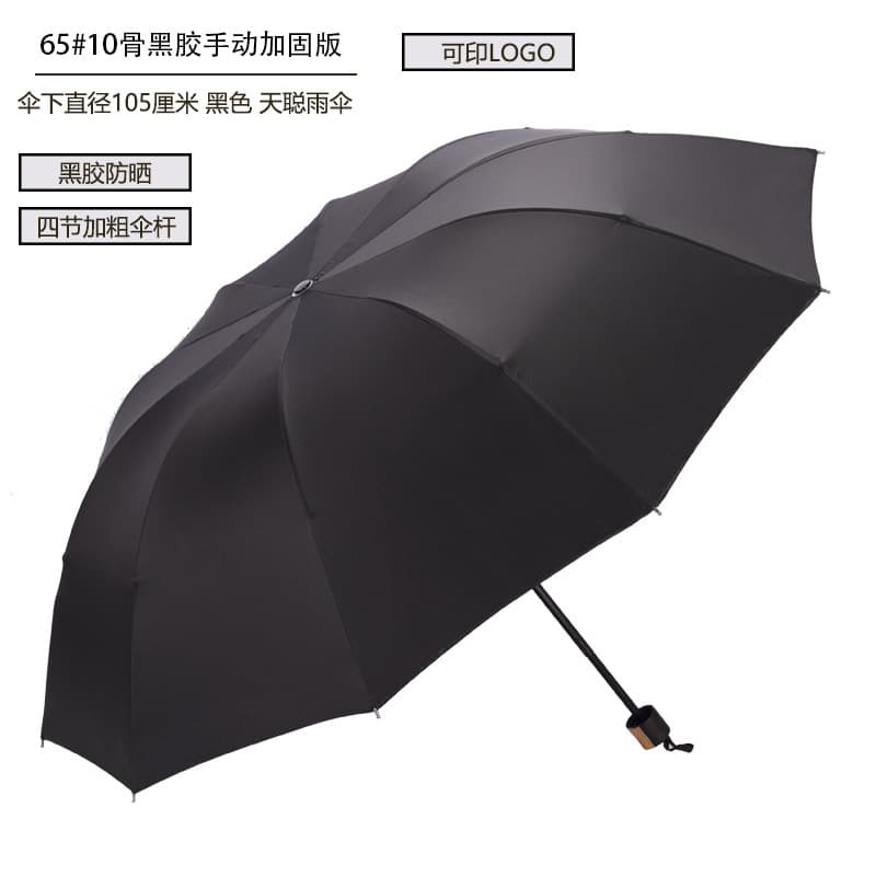 Manual 10-rib double umbrella - black