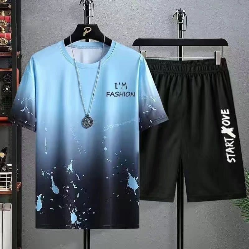 Gradient shorts suit blue