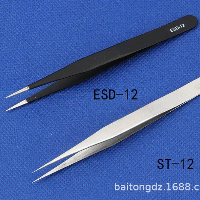 Pointed Hardened Tweezers, Round Smooth Edges, Precision Type, Elbow Tip, Micromagnetic Stainless Steel Pointed Tweezers 4