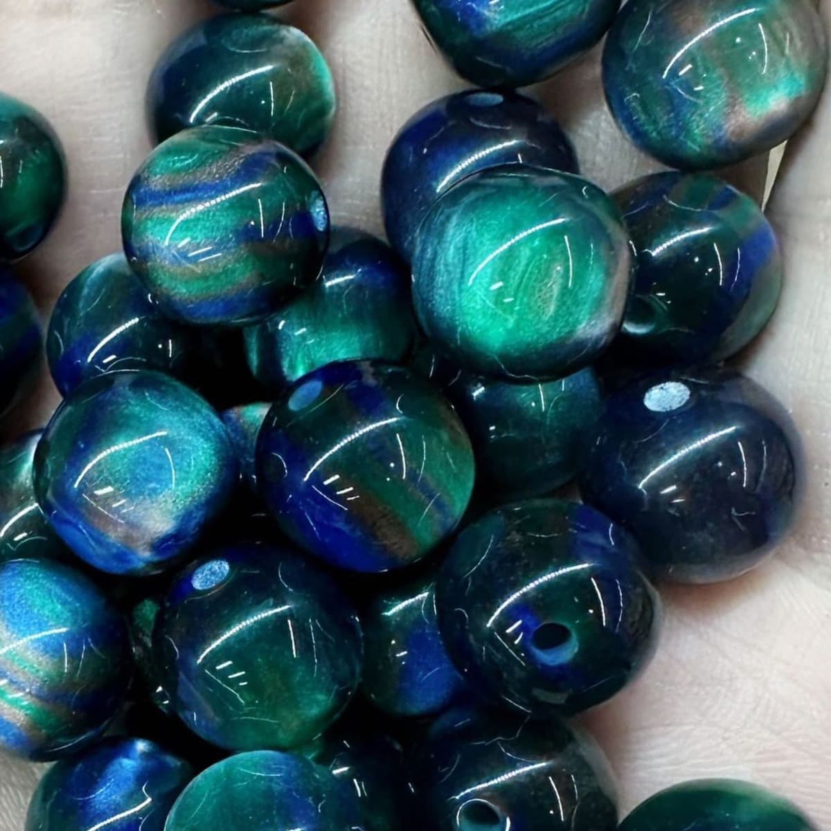 7 gilt oil painting beads resin round beads