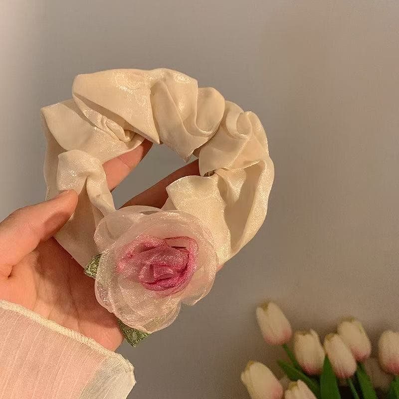 5557 leafy gauze rose-hairband