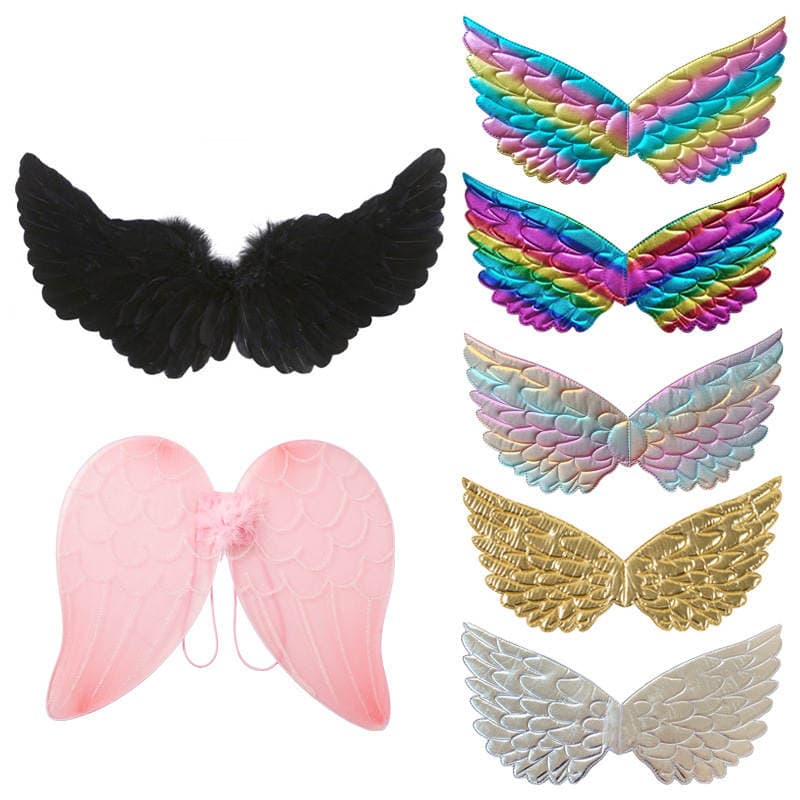 European and American Mesh Angel Wings Golden Feather Wings Small and Medium-Sized Girls Back Decoration Colorfulful Wings Dance Performance Props 1