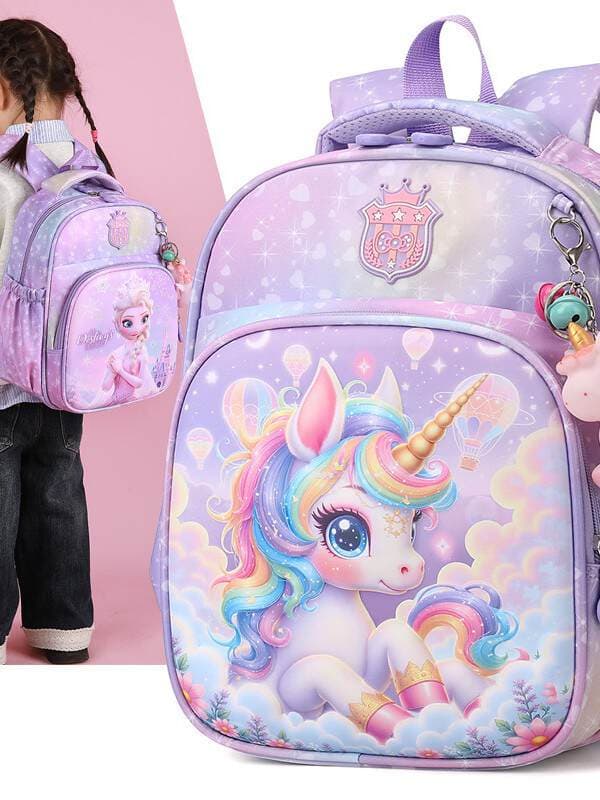 Qızlar üçün “Elsa Unicorn” dizaynlı yüngül, onurğanı qoruyan məktəb çantası 4